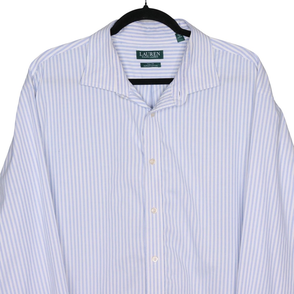 Lauren Ralph Lauren Button Up Shirt Mens Sz 19 36/37 Blue Tall Fit Supima Cotton - Picture 2 of 9